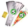 Personalised Stickers |Pre-filled Sweet Cones | Party Favours | Party Bags Gifts | Filled | Unfilled | Sticker | 24 Football Green Sticker with empty cones view 1