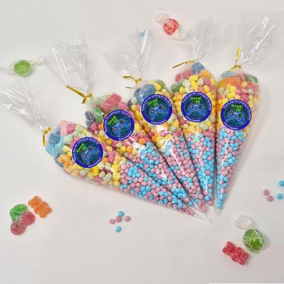Personalised Stickers |Pre-filled Sweet Cones | Party Favours | Party Bags Gifts | Filled | Unfilled | Sticker | 10 Gaming Blue Filled Cones - Vegan Sweet