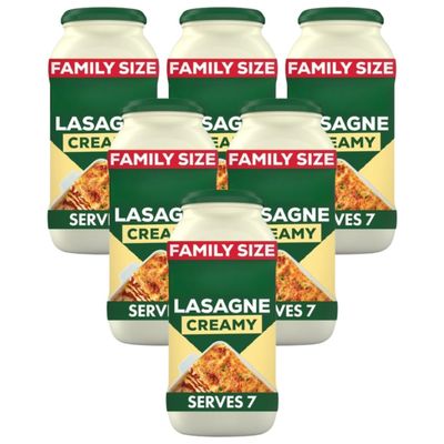 DM Lasagne Creamy White Sauce Italian Pasta Sauce Made with Vegetables and No Artifical Colours or Preservatives 675g Glass Jar Serves 7 (Pack of 6)