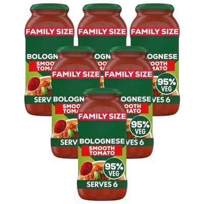 DM Bolognese Smooth Tomato Sauce Italian Pasta Sauce Made with Vegetables and No Artifical Colours, Flavours, or Preservatives Suitable for Vegetarians 675g Family Size Glass Jar Serves 6 (Pack of 6)