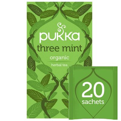 Pukka Herbs | Three Mint Organic Herbal Tea Box | Tea Infusion With Spearmint, Peppermint, Fieldmint | Ideal For Digestion | Sleep | Caffeine Free | 3 Packs | 60 Plant Based Biodegradable Tea Bags