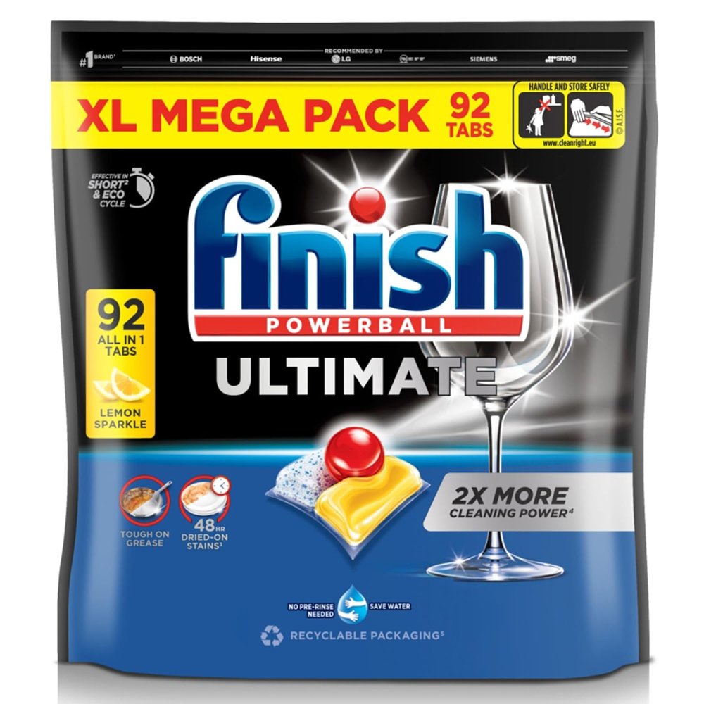 Finish Ultimate All in One Dishwasher Tablets Lemon - 92 Tabs (92 count (Pack of 1))