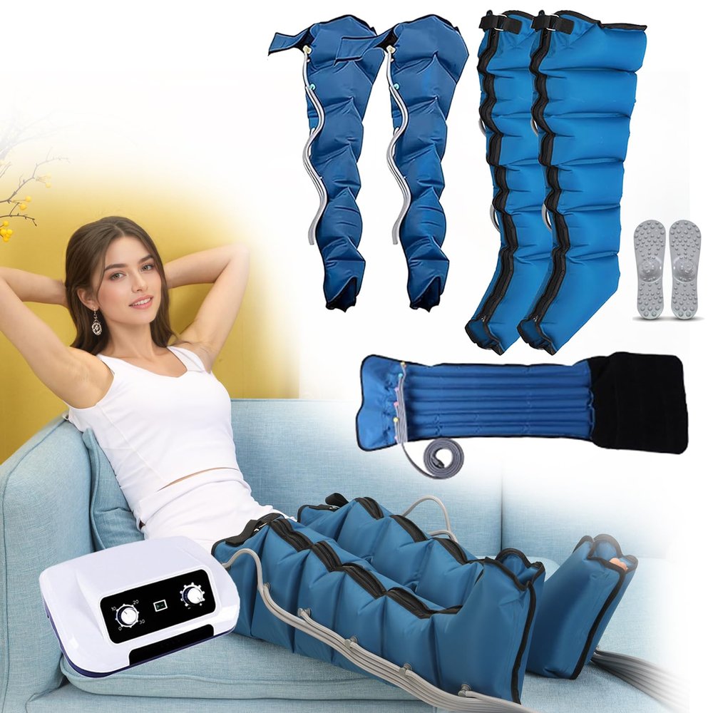 6 Cavity Air Compression Leg Massager Machine, Pressotherapy Boots for Lymphedema Circulation Relax Pain Relief, Professional Full Body Waist Arm Leg Relax Instrument