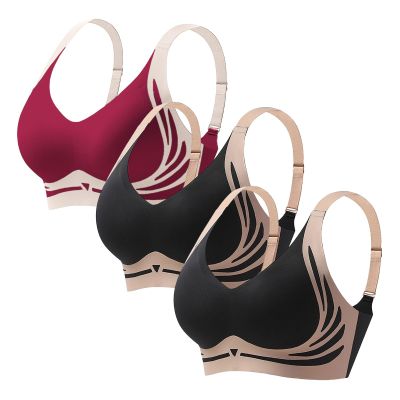 3 Pack Seamless Comfort Bras Wireless Sleep Bras Workout Yoga Jogging Casual Bra Tops Full Coverage Lightweight Breathable Non Wired Dailywear Versatile High Support Bralettes Beige