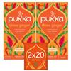 Pukka Herbs | Three Ginger Organic Herbal Tea Box | Digestion-Aiding Infusion With Ginger, Turmeric, And Galangal | Ideal After Meals | Caffeine Free | 2 Packs | 40 Plant Based Biodegradable Tea Bags view 1