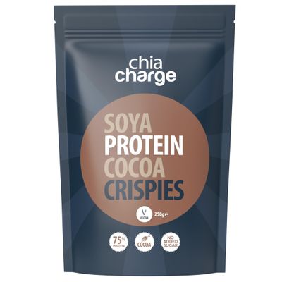 75% Protein Cocoa Soya Crispies - High Protein for Adults and Kids - Healthy, Wheat Free Vegan Snack - Low Fat Food, No Sugar Crispies (250 g (Pack of 1), Cocoa)