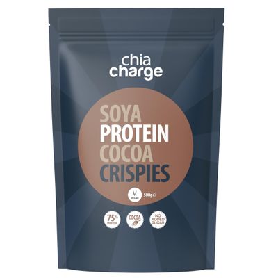 75% Protein Cocoa Soya Crispies - High Protein for Adults and Kids - Healthy, Wheat Free Vegan Snack - Low Fat Food, No Sugar Crispies (500 g (Pack of 1), Cocoa)