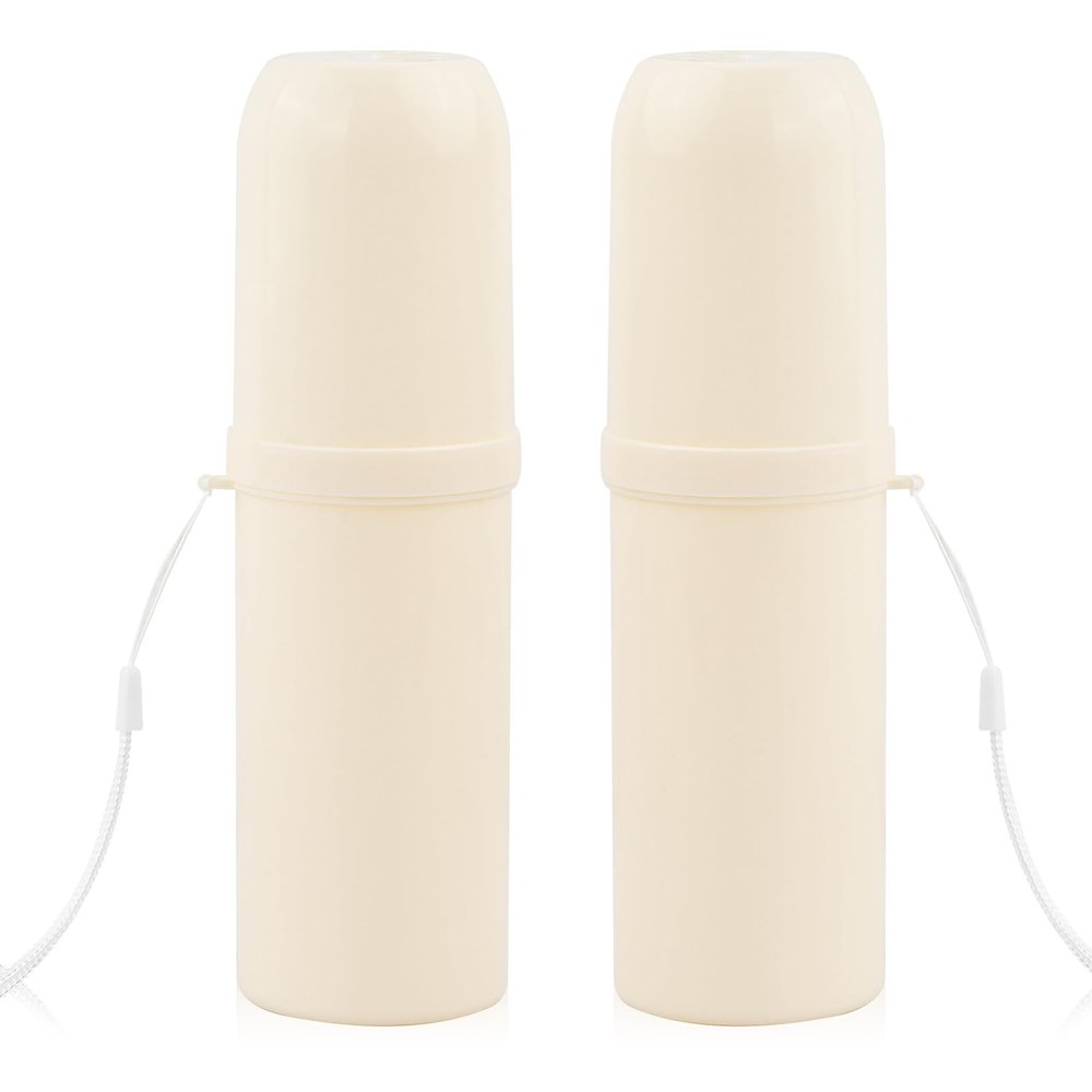 2 pcs Travel Size Toothbrush Case, Portable, Multifunctional Storage Toothbrush and Toothpaste Mouthwash Cup, PP Ventilation holes Toothbrush Holder for Home, School, Camping, Business Trip, Bathroom