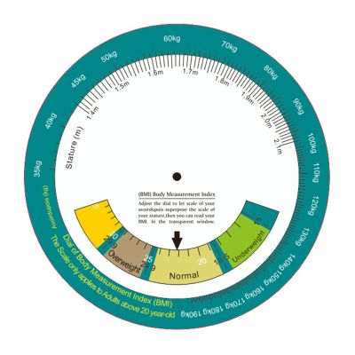 Easy Carry Wheel Calculator Body Mass Indexes with Clear Scale Hanging-Type Suitable for 20 Aboves Adult Easy to Carry Wheel Calculator