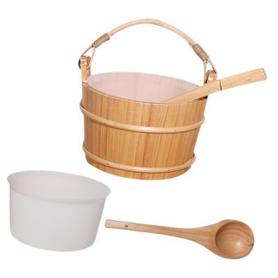 FashionCha Sauna Bucket and Ladle Set Sauna Accessories Leakproof Portable Sturdy Handmade