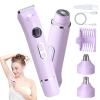 KUKANTST 4-in-1 Bikini Trimmer for Women, IPX7 Waterproof Electric Razor with LED Light, Painless Facial & Pubic Hair Removal, Dual Head Bikini Shaver for Underarm, Legs & Body Hair, Wet & Dry Use view 1