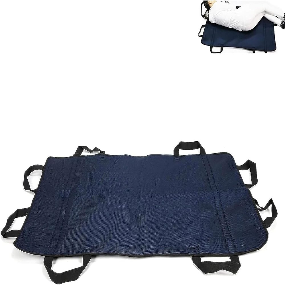 10868cm Multipurpose Transfer Pad With Handles Reusable Sheet Transfer Blanket For Elderly And Bedridden Patients Protector Liner, Blue