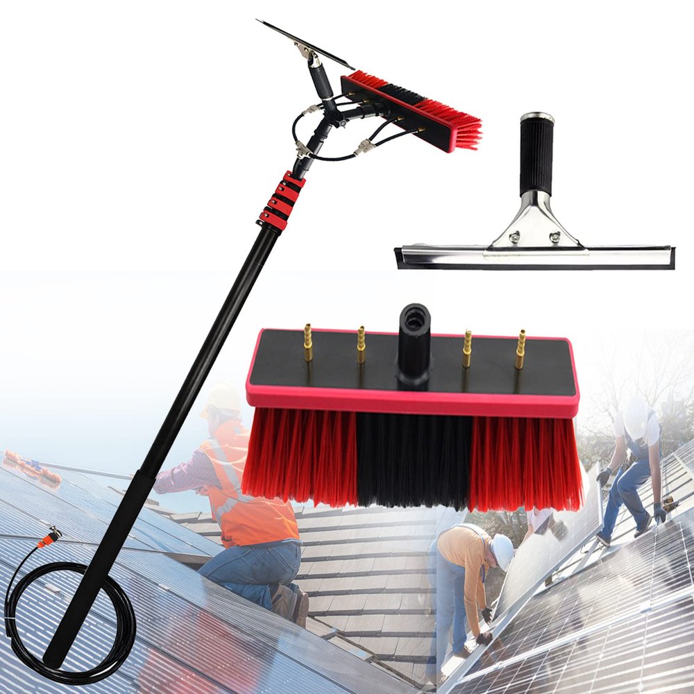 24FT Telescopic Window Cleaning Pole Kit, Water Fed Extendable Brush for Conservatory Roof & Glass, 7.2M Spray Cleaner for Solar Panels & Windows