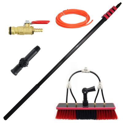 Telescopic Water Fed Window Cleaning Pole Kit - 3.6-12m Extendable Brush with Hose Spray Perfect for Solar Panel & Outdoor Glass Cleaning & Lightweight Design