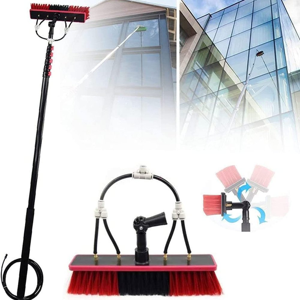 Telescopic Window Cleaning Kit - 12-39 FT Extendable Pole & 55cm Water Fed Brush Ideal for High Reach Cleaning at Home & Professional Use Efficient Window Washing Tools