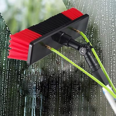 Telescopic Window Cleaning Pole with Water Fed Brush - 35CM/55CM Head for Solar Panel & Photovoltaic Cleaning Perfect for Home and Professional Use