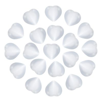 PATIKIL 20Pcs Natural Heart Shaped Crystal Stone, 0.6 Inch 5/16" Thick Mini Polished Love Gemstone Crystal, Pocket Rock Engraved Worry Stones for Women Gift Meditation, White Cats Eye