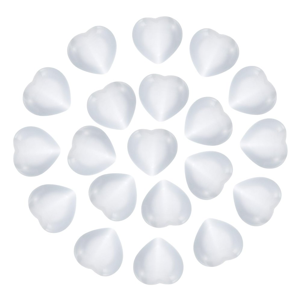 PATIKIL 20Pcs Natural Heart Shaped Crystal Stone, 0.6 Inch 5/16" Thick Mini Polished Love Gemstone Crystal, Pocket Rock Engraved Worry Stones for Women Gift Meditation, White Cats Eye