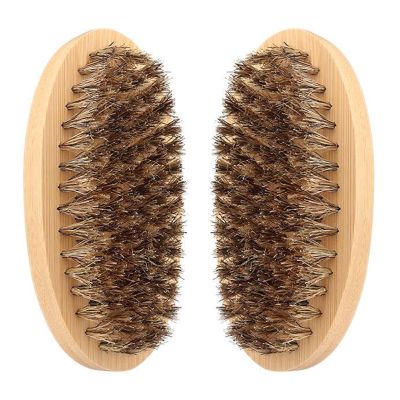 2 Sets Made in Pear Wood Beard Brush, Made of Natural Boar Bristles Mane Brush With Firm Beard Comb Great for Grooming BeardsSmall Travel Beard Brush, Convenient to Carry