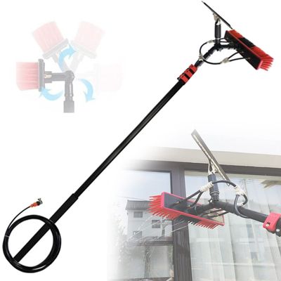 Cleaning Brush Telescopic Brush with Glass Scraper and Water Supply, Greenhouse Roof Cleaning Kit, Telescopic Pole Brush Window Cleaning Pole ()