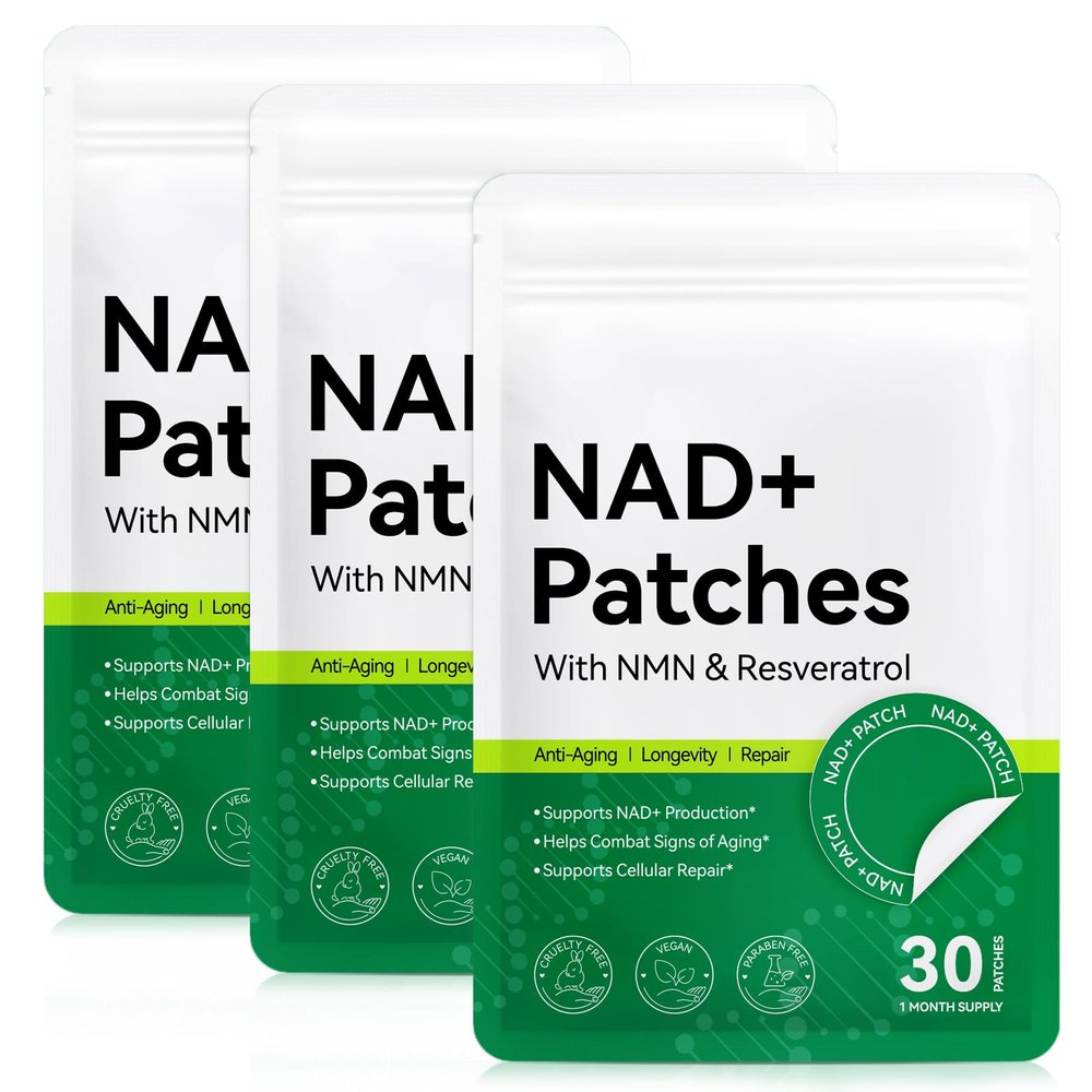 NAD Patches 90PCS, NAD Supplements with NMN & Resveratrol, Anti-Aging, Cellular Repair, NAD+ Production, Vegan, Cruelty Free, Paraben Free