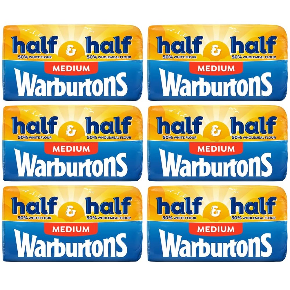 50 50 Bread 6x800g Warburton Half And Half Medium Loaf (6x800g)