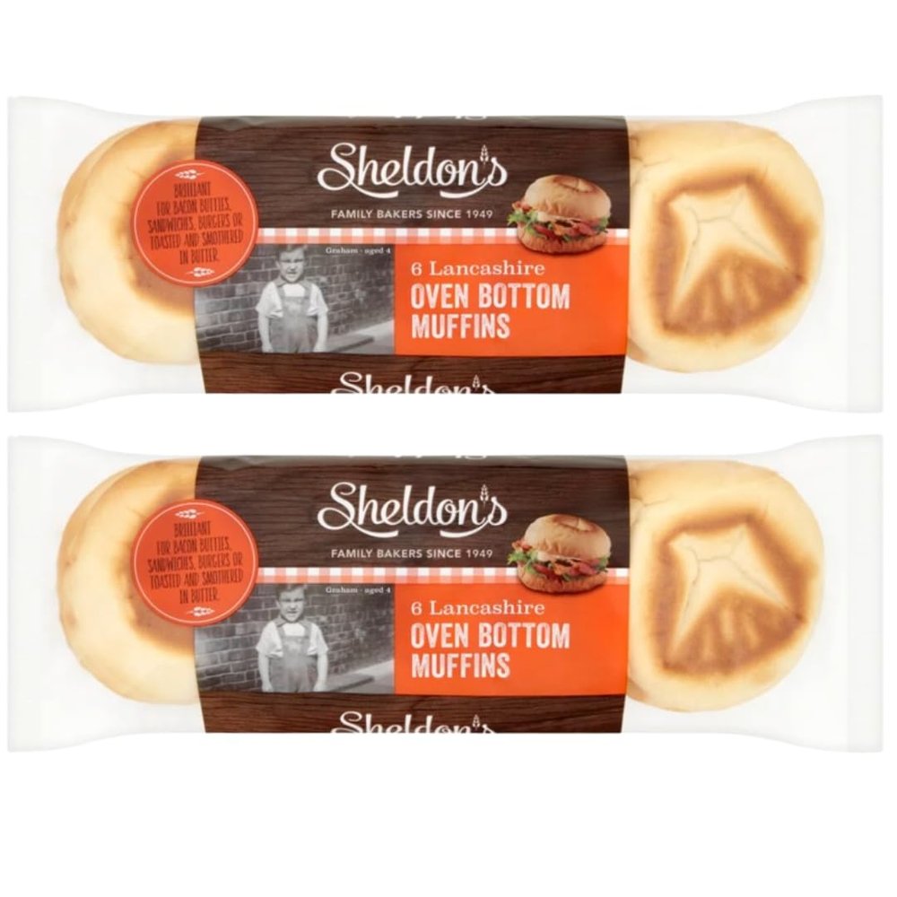 White Oven Bottom Lancashire Sheldons Muffins 6 Pack (2 Packs of 6)