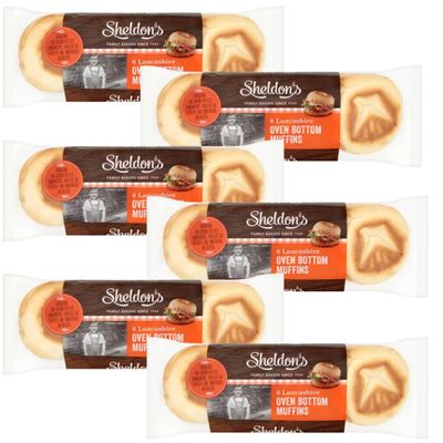 White Oven Bottom Lancashire Sheldons Muffins 6 Packs of 6 Total 36 Pcs (6 Packs of 6 Muffins)