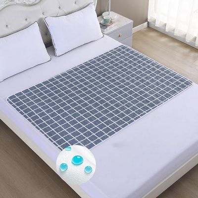 Hearda 2 Pieces Incontinence Bed Pads, Reusable Washable Incontinence Sheets Premium Stamp Bed Mats for Incontinence 4 Layers Absorbent Protector for Kids Adults Elderly (Gray Grid,120x150cm)