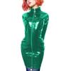 ERFSQIYALHJ Lockable Wetlook PVC Sissy Pencil Mini Dress Faux Latex Sexy Slim Exotic Short Dresses (Bright Green,XL) view 1