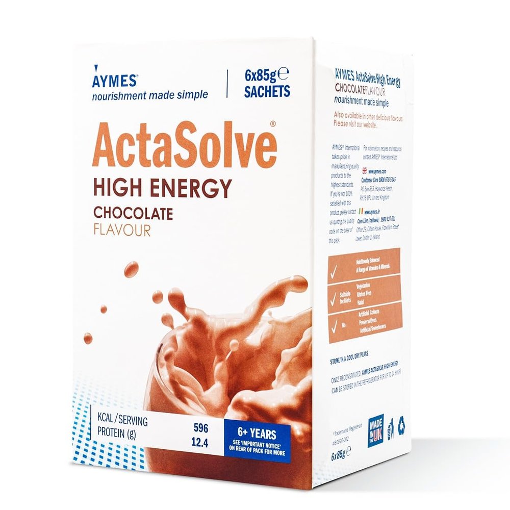 AYMES - ActaSolve High Energy - Powdered Oral Nutritional Supplement - High Calorie - Milkshake-Style - Chocolate - Gluten Free, Vegetarian, Halal & Kosher - for Ages 3+ and Adults - 42 Servings