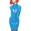 ERFSQIYALHJ Lockable Wetlook PVC Sissy Pencil Mini Dress Faux Latex Sexy Slim Exotic Short Dresses (Lake Blue,7XL) view 1