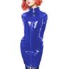 ERFSQIYALHJ Lockable Wetlook PVC Sissy Pencil Mini Dress Faux Latex Sexy Slim Exotic Short Dresses (Blue,S) view 1