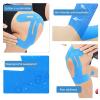 4 Pcs Kinesiology Tape for Knees, Elastic Waterproof Pre Cut Sports Tapes (Black, Nude, Blue, Pink) view 4