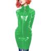 ERFSQIYALHJ Lockable Wetlook PVC Sissy Pencil Mini Dress Faux Latex Sexy Slim Exotic Short Dresses (Green,4XL) view 1