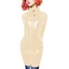 ERFSQIYALHJ Lockable Wetlook PVC Sissy Pencil Mini Dress Faux Latex Sexy Slim Exotic Short Dresses (Beige,3XL) view 1