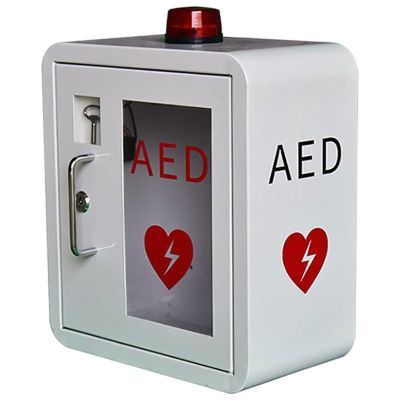 AED Defibrillator Storage Cabinet,Wall-mounted Steel First Aid Box with Key,Wall Mounted AED Alarm Box with Handle,for Home, Nursing, Bus, Public Places