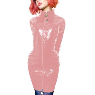 ERFSQIYALHJ Lockable Wetlook PVC Sissy Pencil Mini Dress Faux Latex Sexy Slim Exotic Short Dresses (Lotus,5XL)