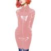 ERFSQIYALHJ Lockable Wetlook PVC Sissy Pencil Mini Dress Faux Latex Sexy Slim Exotic Short Dresses (Lotus,5XL) view 1