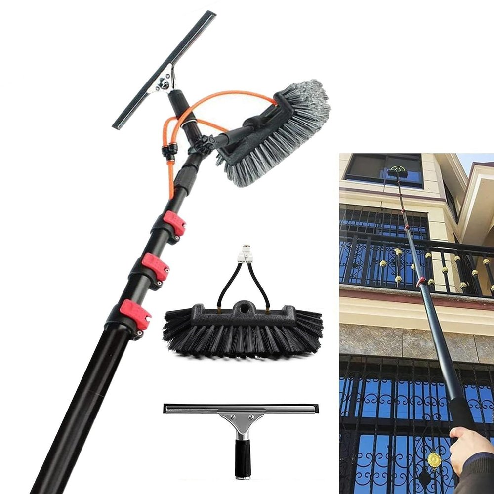 Water Fed Telescopic Brush, Window Cleaner EquipmentCleaning Photovoltaic and Solar Panels,Long-Reach Cleaning and Deck Brush, for Photovoltaic Panel Cleaning (Size : 18