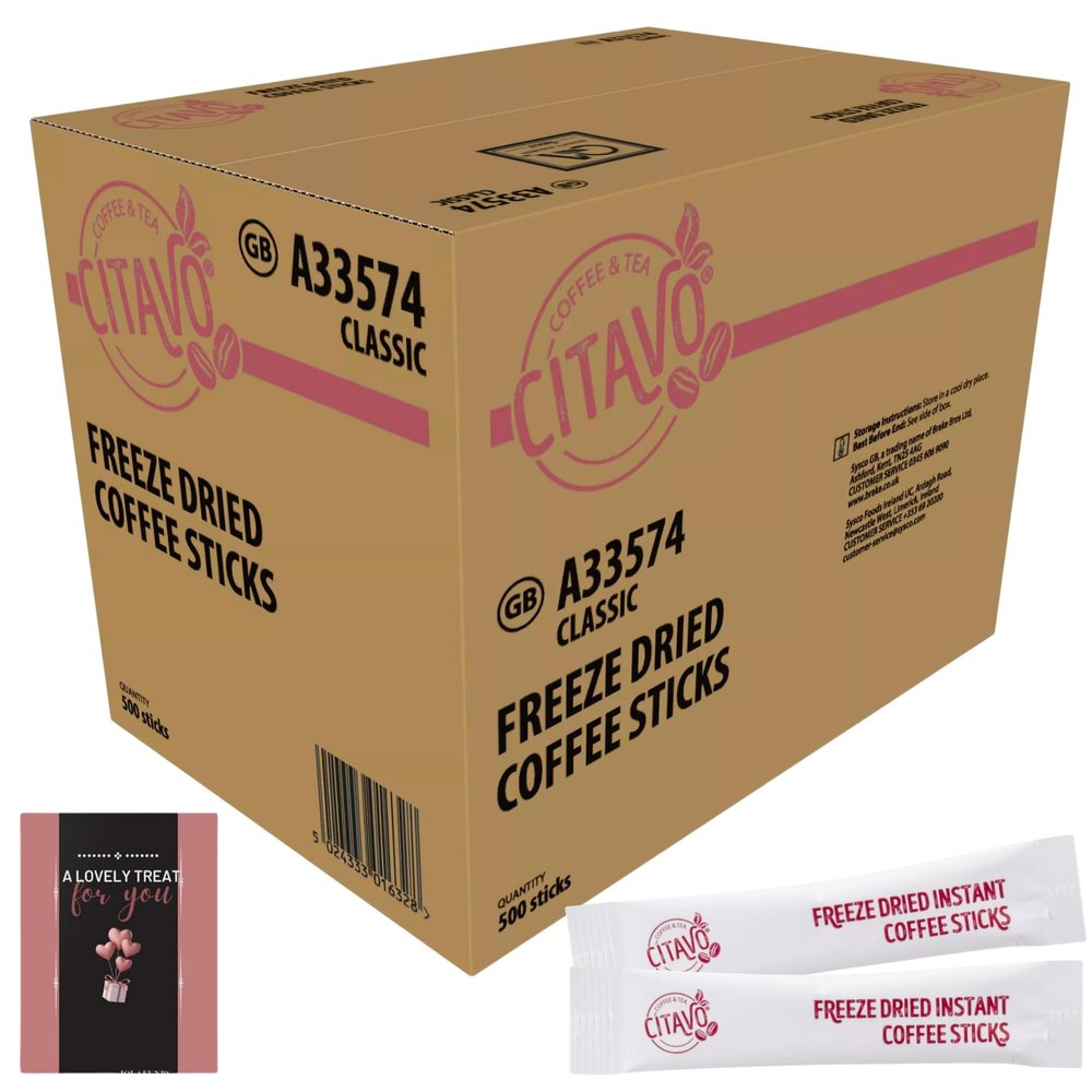 Bulk Buy Instant Coffee Sachets Citavo Classic Freeze Dried Coffees Sticks Individually Wrapped Multipacks (500 Stick, Coffee)