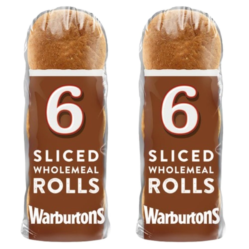 Sliced Soft Brown Warburton Sandwich Burger Rolls Baps 2x6 Pack (2 Packs of 6)