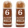 Sliced Soft Brown Warburton Sandwich Burger Rolls Baps 2x6 Pack (2 Packs of 6) view 1