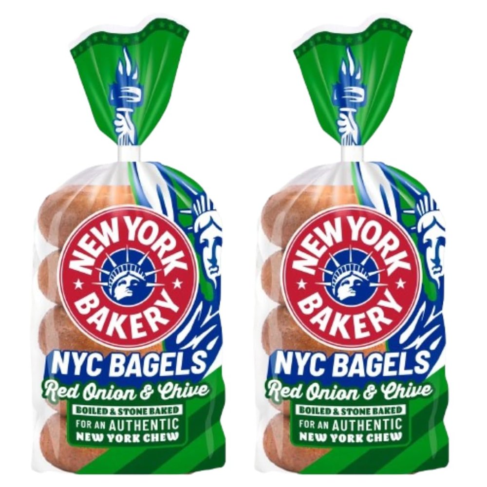 Red Onion & Chive Bagels New Yorks Bakery Co 2x5 Pack (2x5 Bagels Pack)