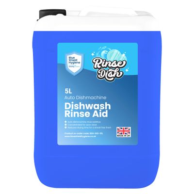 Blue Shield Hygiene Rinse Dish Rinse Aid Dishwasher Liquid for Professional & Commercial Streak-Free Brilliance for Spotless Dishes, Glassware & Cutlery, Perfect for Dishwashers,5L