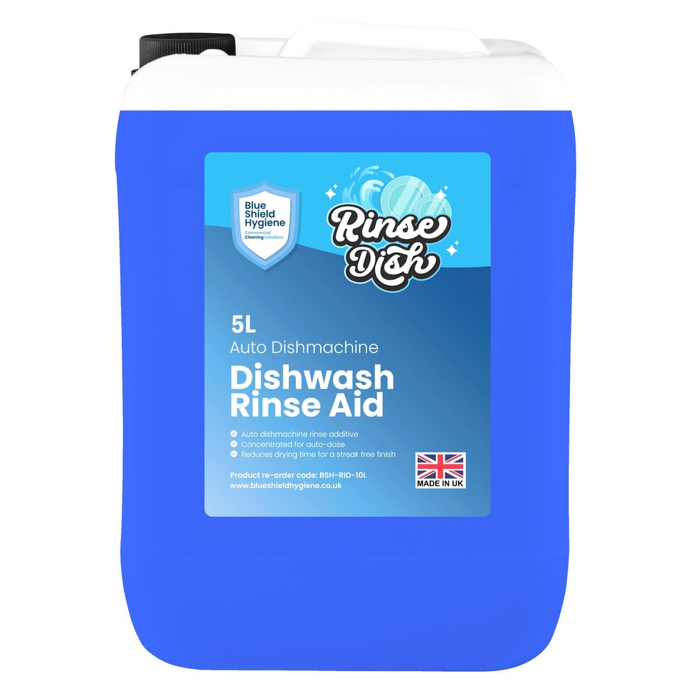 Blue Shield Hygiene Rinse Dish Rinse Aid Dishwasher Liquid for Professional & Commercial Streak-Free Brilliance for Spotless Dishes, Glassware & Cutlery, Perfect for Dishwashers,5L