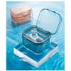 3-Tier Braces Box with Strainer & Drain - Leak-proof for Invisalign / Prostheses (Portable, 12 x 8 cm) - Includes Cleaning Case (Apricot, 3-Piece Pack) view 2