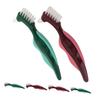 Beavorty 6pcs Dual Head False Teeth Brushes for Elderly Hard Bristle Denture Toothbrush with Gum Massaging Side Portable Compact Design for Daily Oral Care and Travel Cleaning view 1