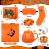 Boo Basket Stuffers for Women, Halloween Gifts Basket with 60x50 Inch Cute Ghost Flannel Blanket Pumpkin Mug Spooky Halloween Stuffers for Girls Her Teens Girlfriend (Orange) view 2