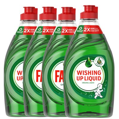 4x Fairy Original Washing Up Liquid 320ml Dishwashing Liquid Green | Powerful Dishwashing Liquid, Tough on Grease Gentle on Hands